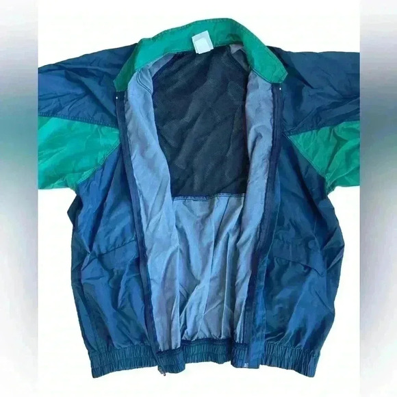 Vintage 80s 90s Turfer Mens L Windbreaker Jacket Pullover Made In USA Blue Green - Picture 4 of 8